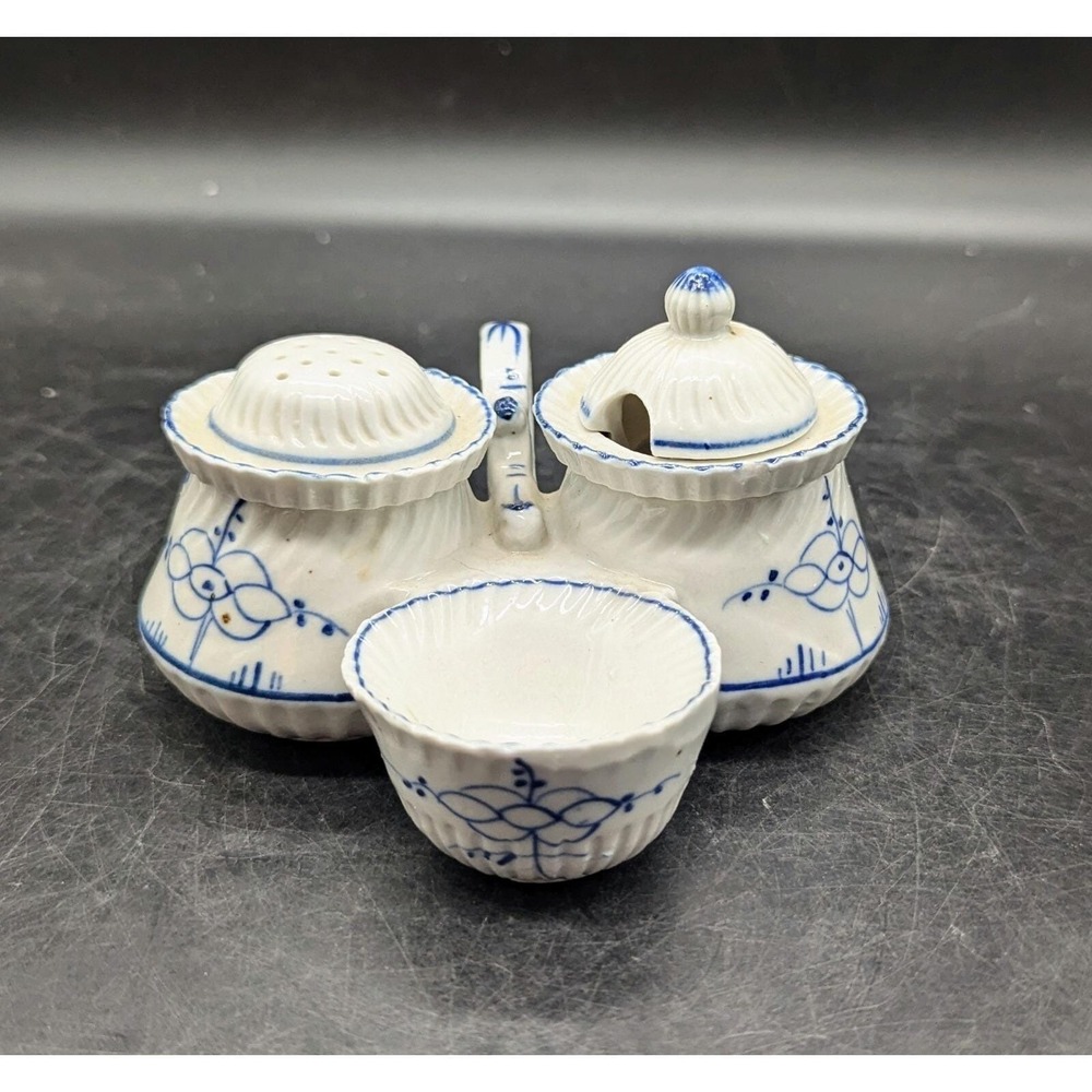 Antique Blue +‎ White German Porcelain Sauce Condiment Serving Dish 5"
